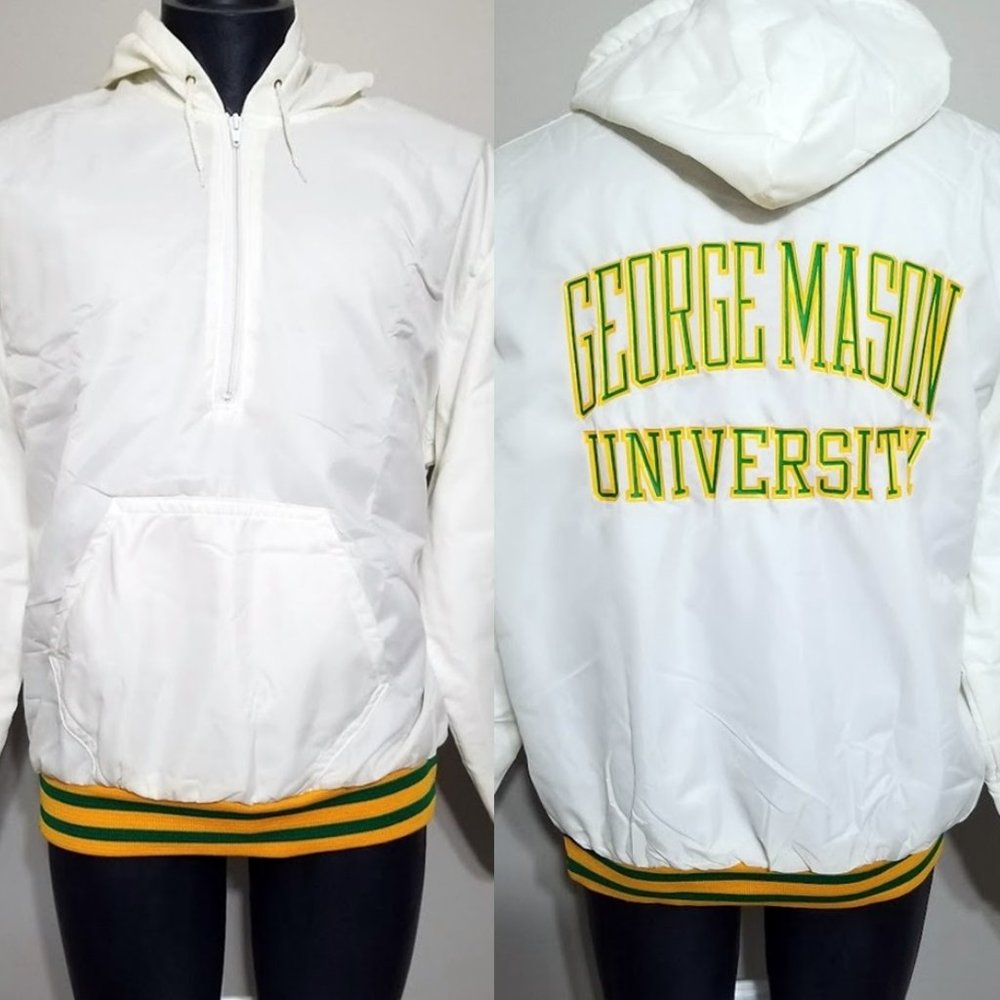 Nos Vintage George Mason University Pullover Jacket Artex Jostens XL Hoodie